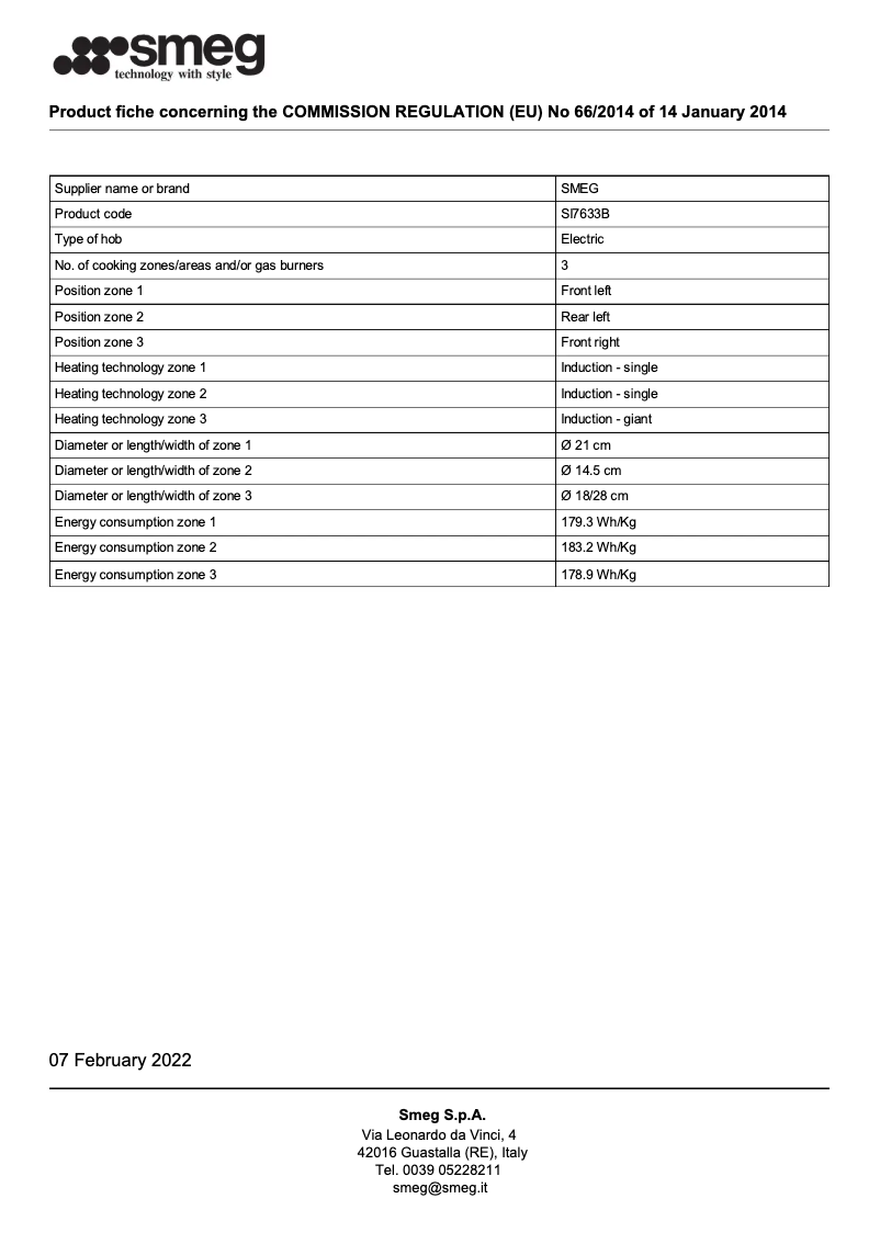 Page n°1 - Brochure Smeg SI7633B
