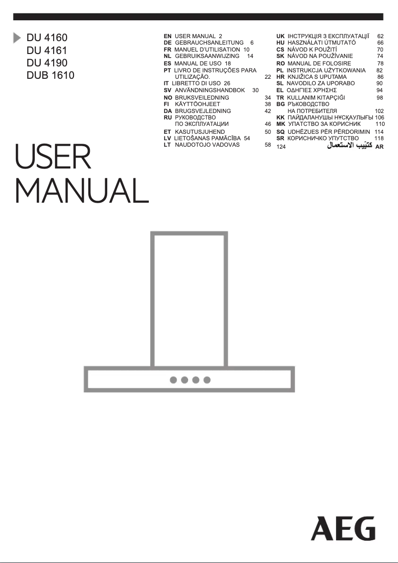 Page 1 de la notice Manuel utilisateur AEG DUB1610W
