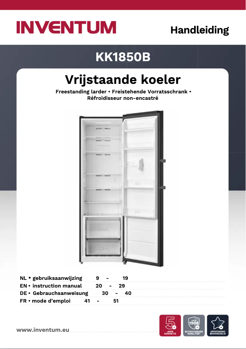 Page 1 de la notice Manuel utilisateur Inventum KK1850B