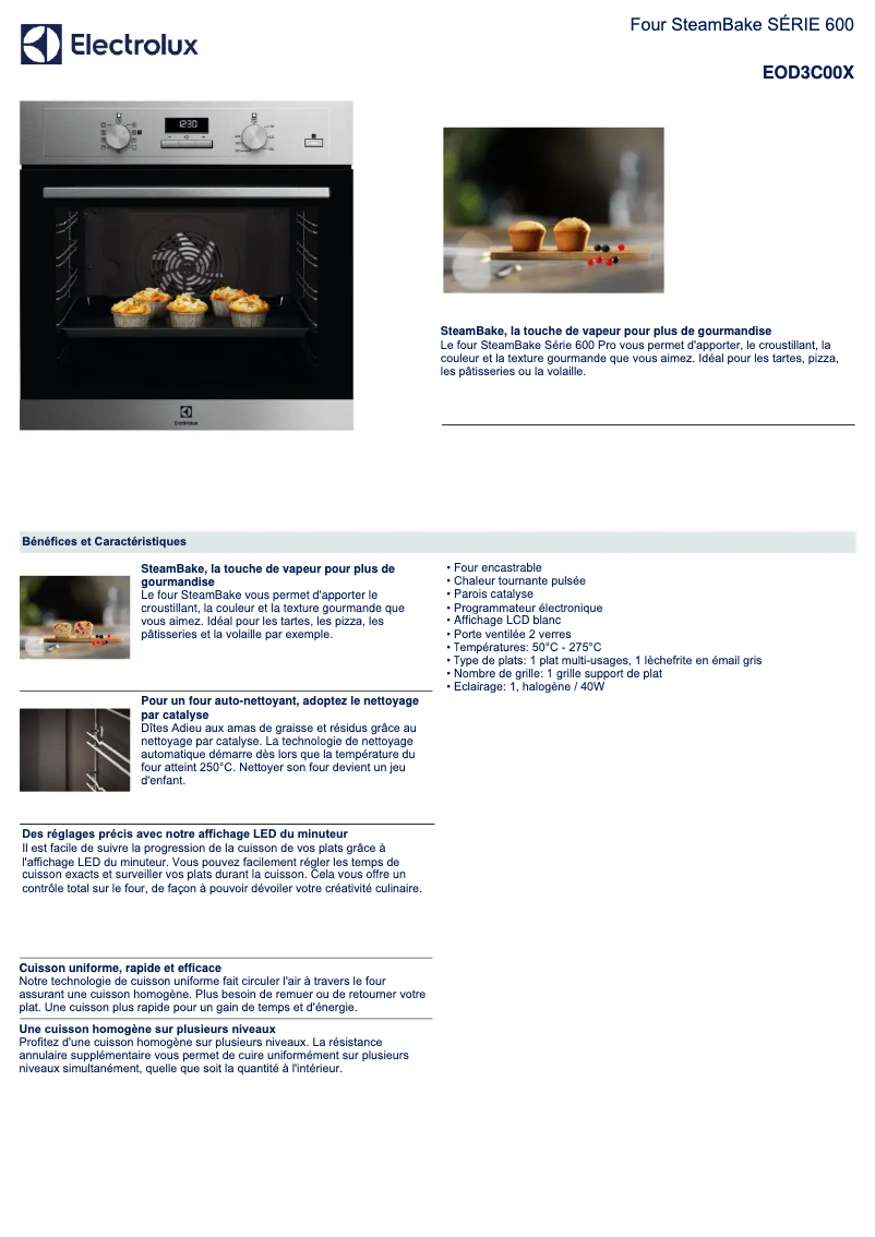 Page n°1 - Fiche technique Electrolux EOD3C00X