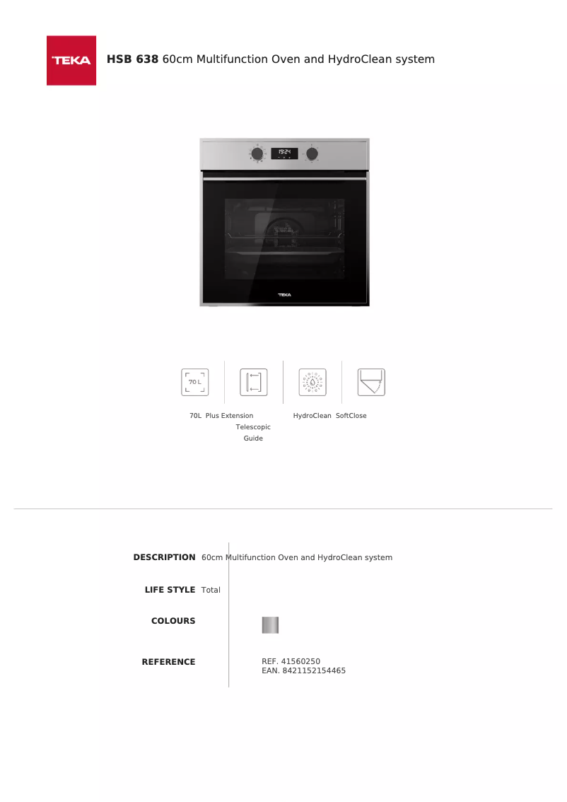 Page n°1 - Fiche technique Teka HSB 638