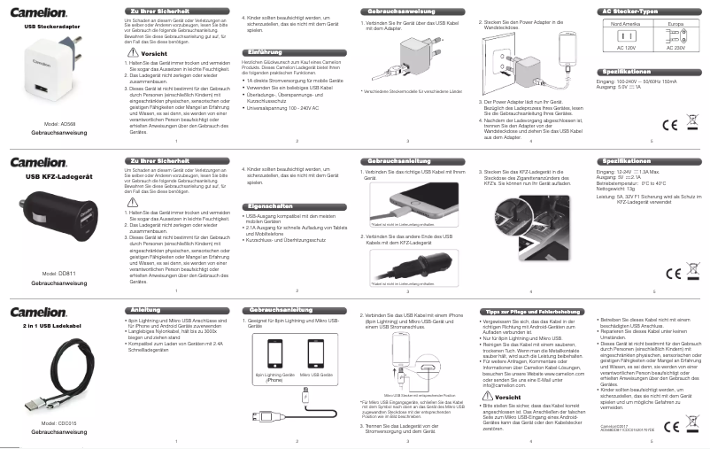 Page n°1 - Manuel utilisateur Camelion AD568