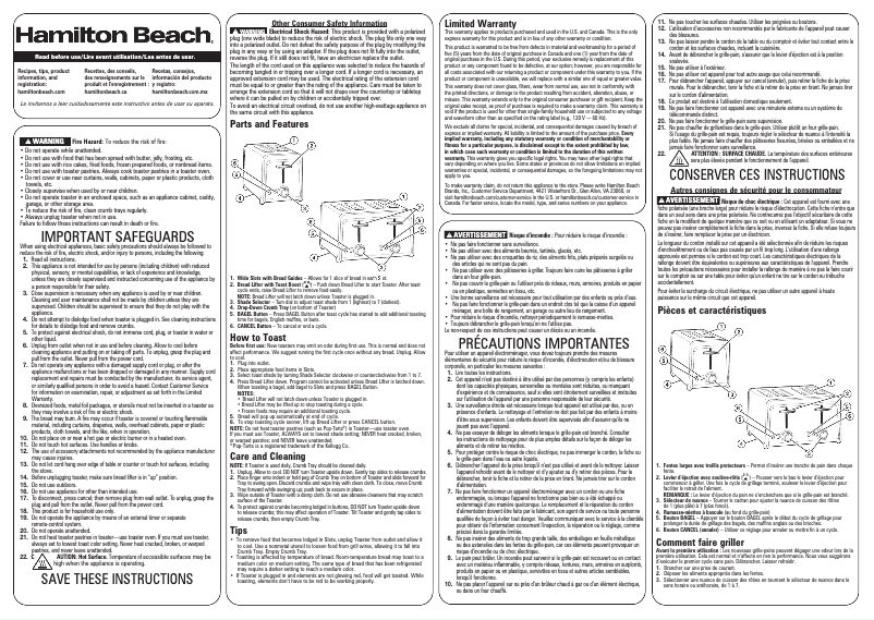 Página 1 del manual Manual de usuario Hamilton Beach 22997F