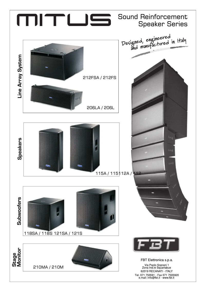 Page n°1 - Manuel utilisateur FBT MITUS 210M