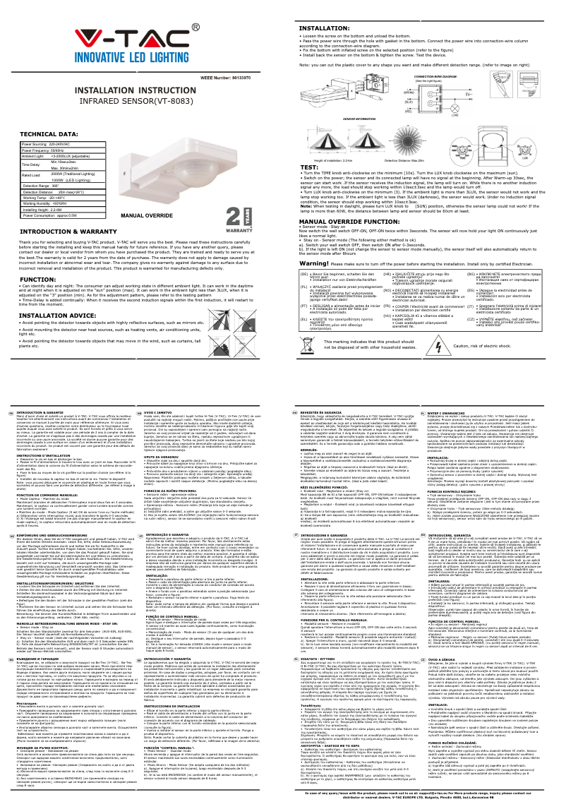 Page 1 de la notice Manuel utilisateur V-TAC VT-8083