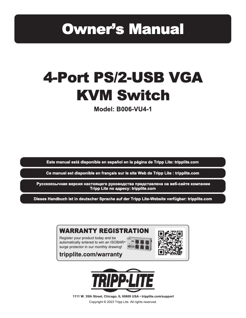 Page 1 de la notice Manuel utilisateur Tripp Lite B006-VU4-1