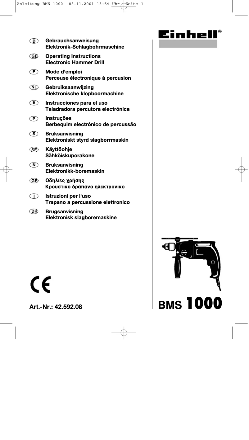 Página 1 del manual Manual de usuario Einhell BMS 1000 ST