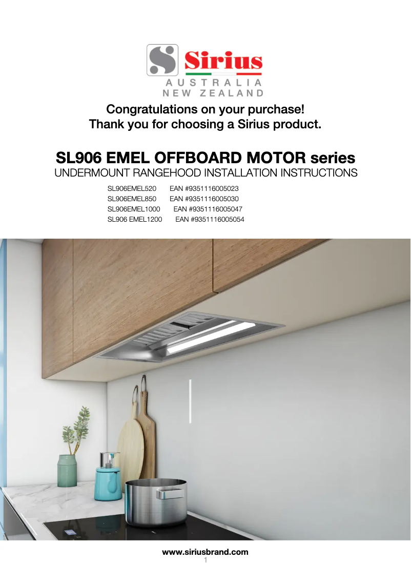 Page 1 de la notice Manuel utilisateur Sirius SL906EMLE120