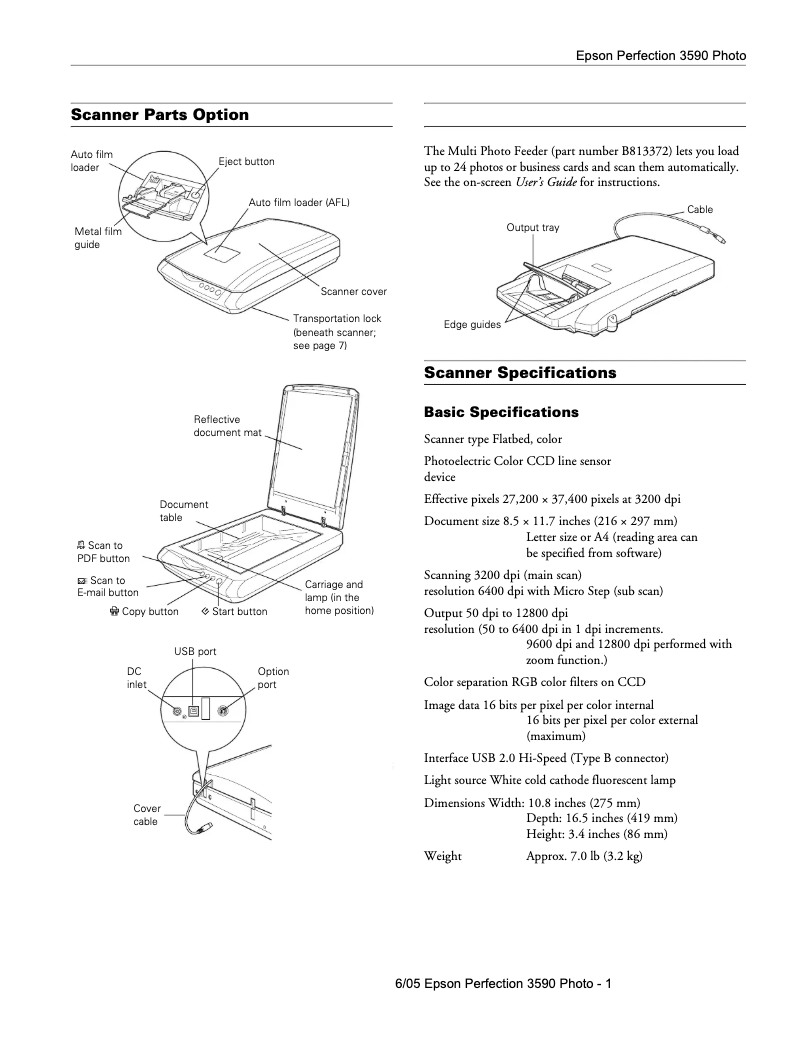 Image de la première page du manuel de l'appareil Perfection 3590 Photo
