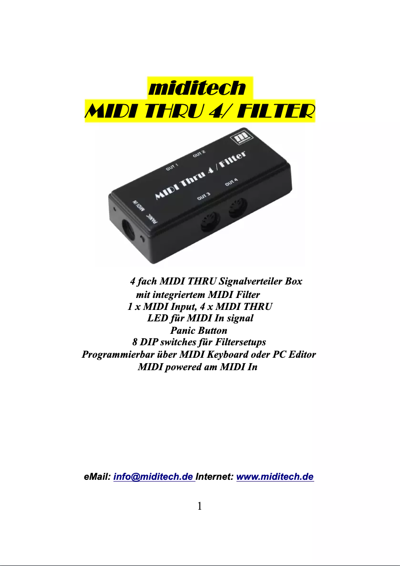 Page n°1 - Manuel utilisateur Miditech Midi Thru 4/Filter
