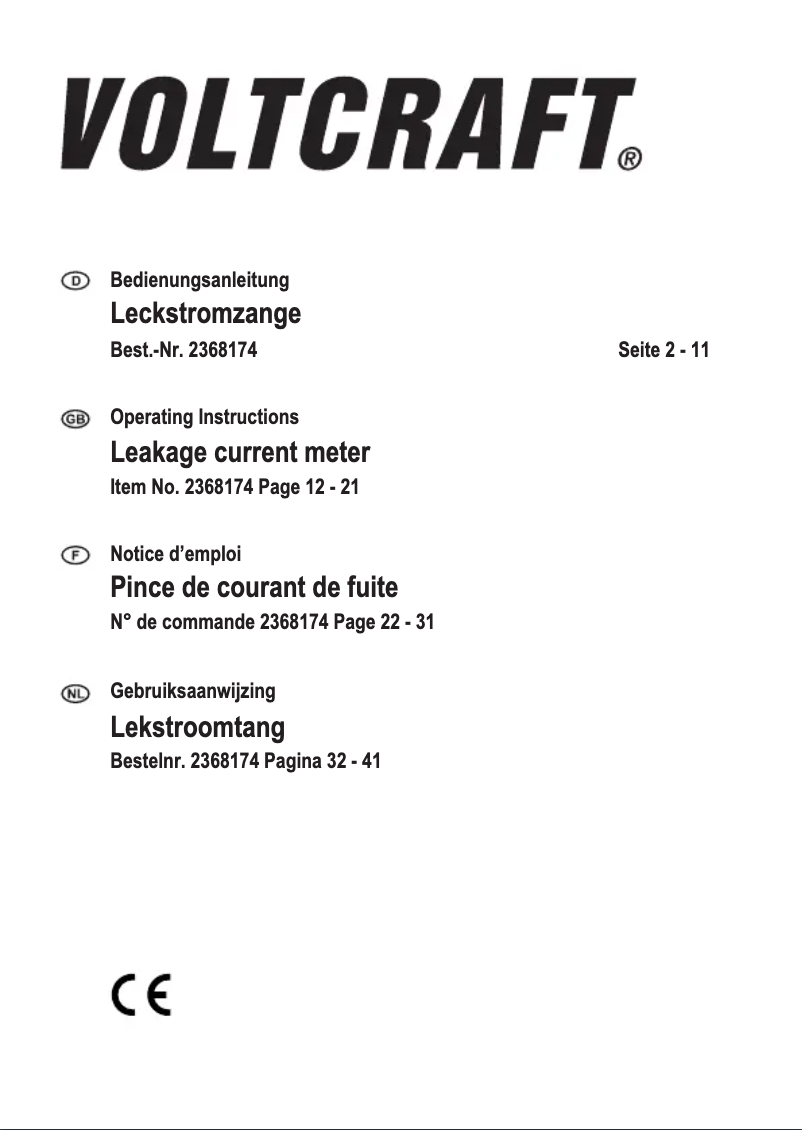 Page n°1 - Manuel utilisateur Voltcraft VC-1310