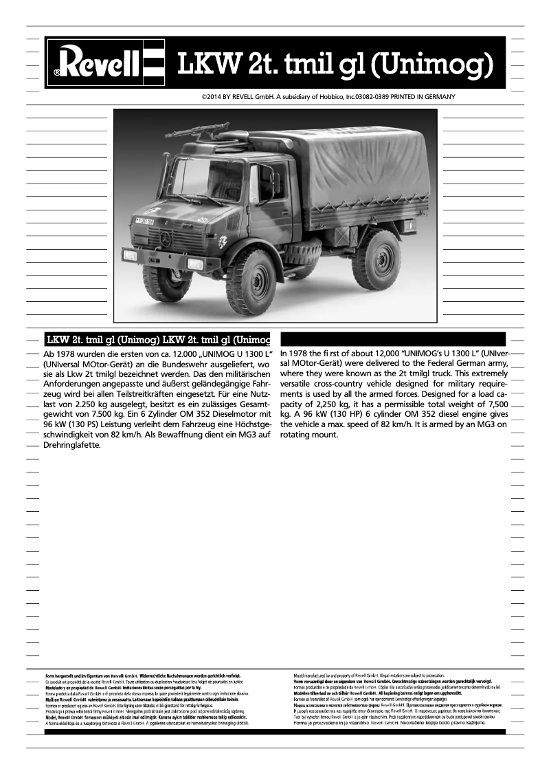 Page n°1 - Manuel utilisateur Revell LKW 2t. tmil gl (Unimog)