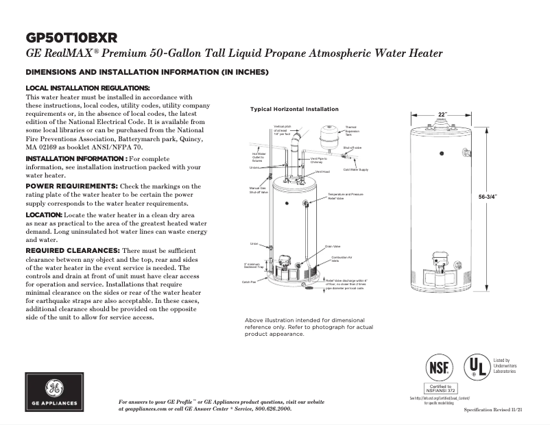 Imagen de la primera página del manual del dispositivo GP50T10BXR