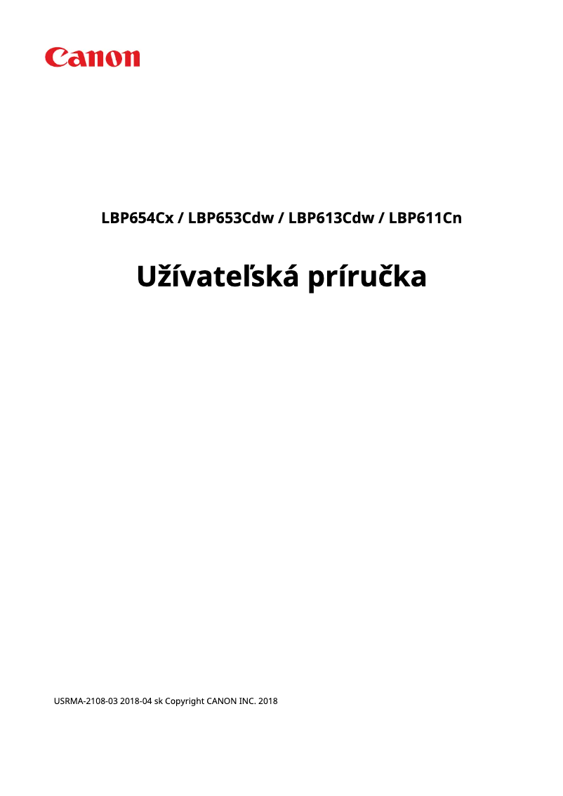 Page n°1 - Manuel utilisateur Canon i-SENSYS LBP613Cdw