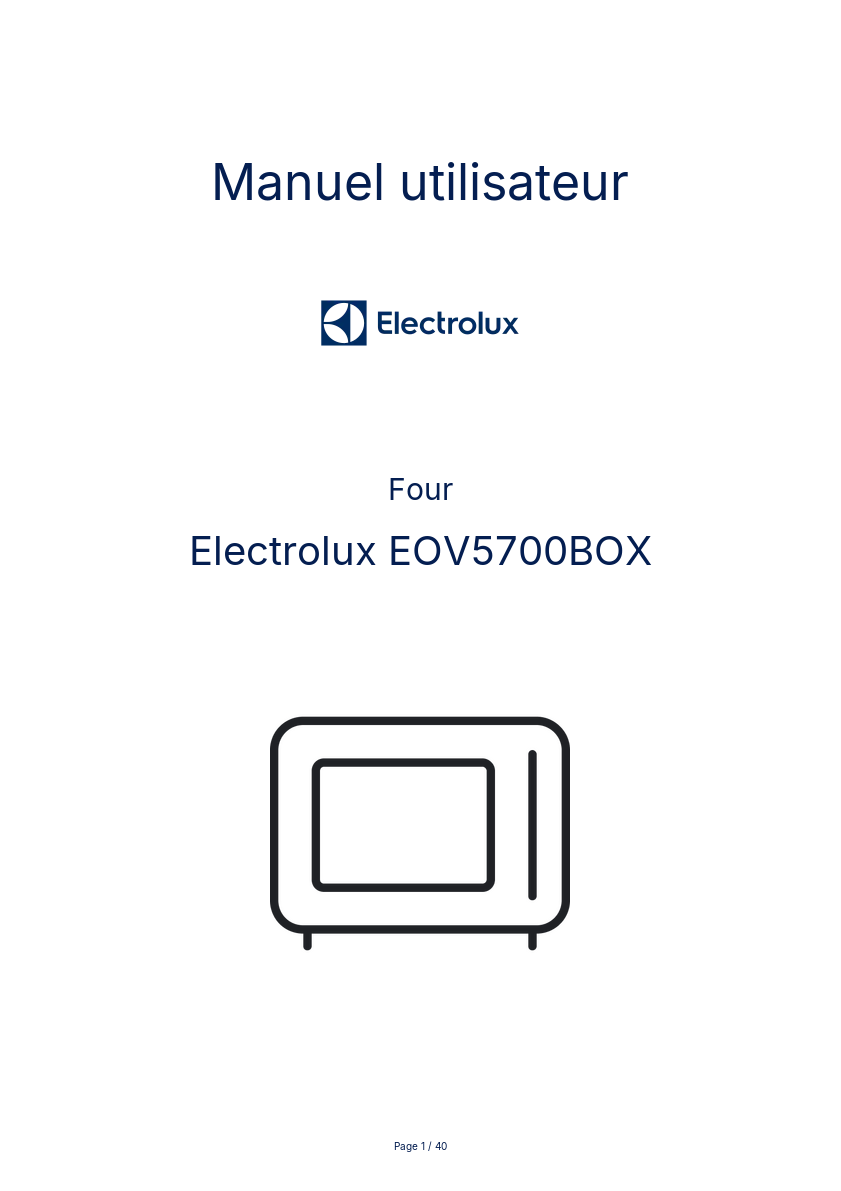 Page n°1 - Manuel utilisateur Electrolux EOV5700BOX