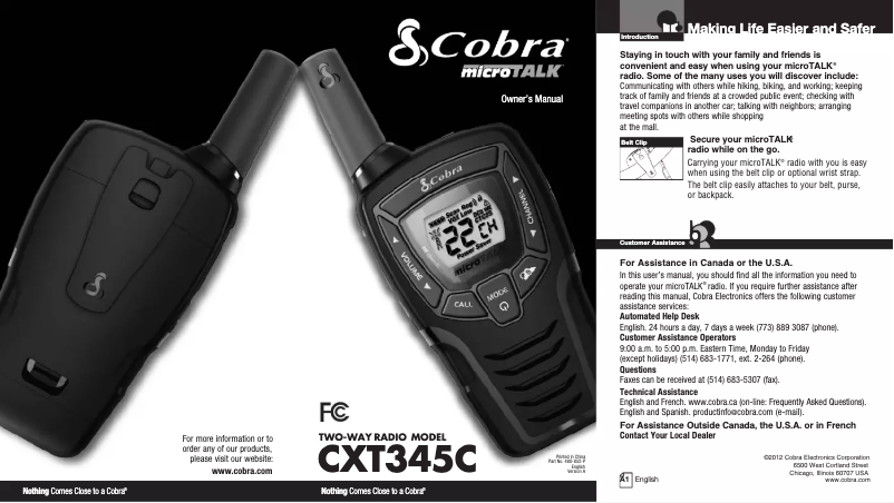 Página 1 del manual Manual de usuario Cobra MicroTalk CXT345C