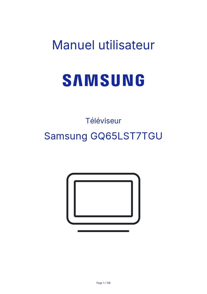 Page n°1 - Manuel utilisateur Samsung GQ65LST7TGU