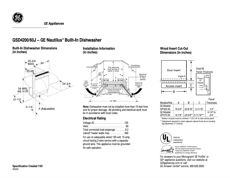 Image de la première page du manuel de l'appareil Nautilus GSD4200JBB