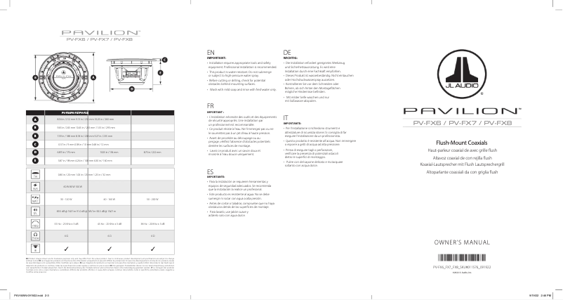 Image de la première page du manuel de l'appareil Pavilion PV-FX8