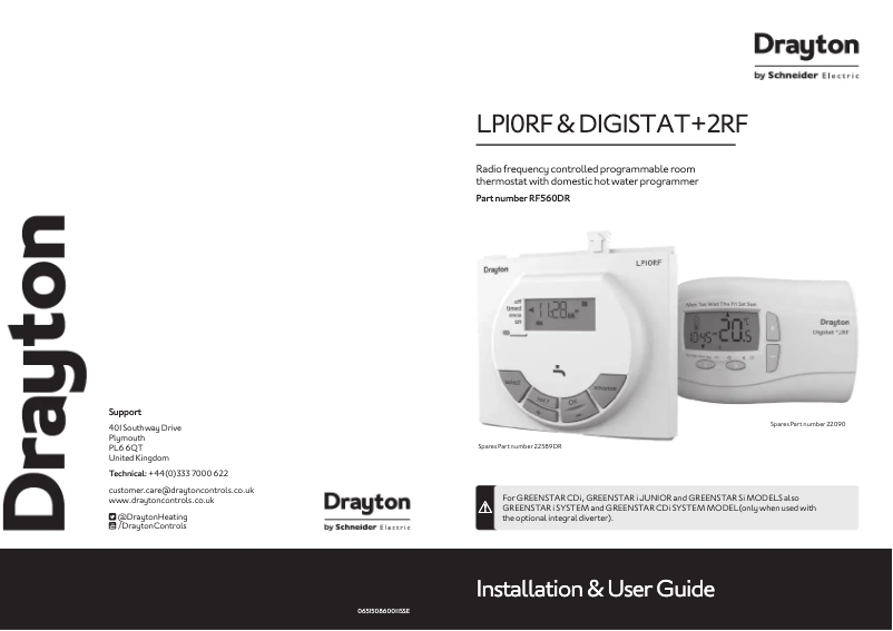 Page 1 de la notice Manuel utilisateur Drayton LP10RF & DIGISTAT+2RF