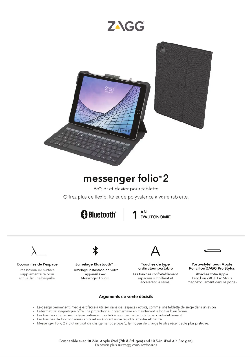 Page n°1 - Manuel utilisateur Zagg Messenger Folio 2