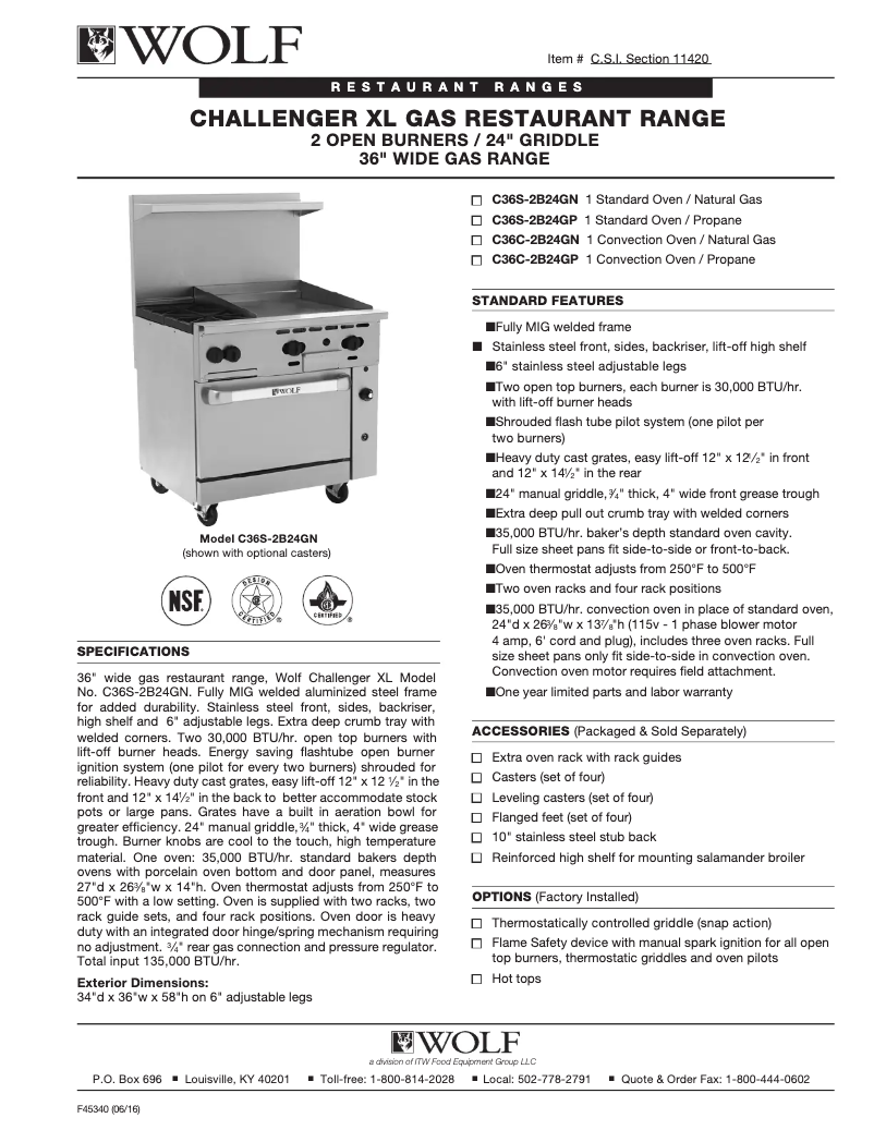 Page n°1 - Fiche technique Wolf C36C-2B24G