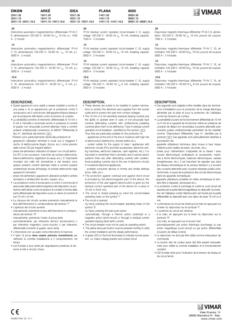 Image de la première page du manuel de l'appareil 20411.16.B