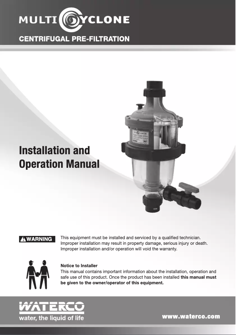 Page n°1 - Manuel utilisateur Waterco MultiCyclone 16
