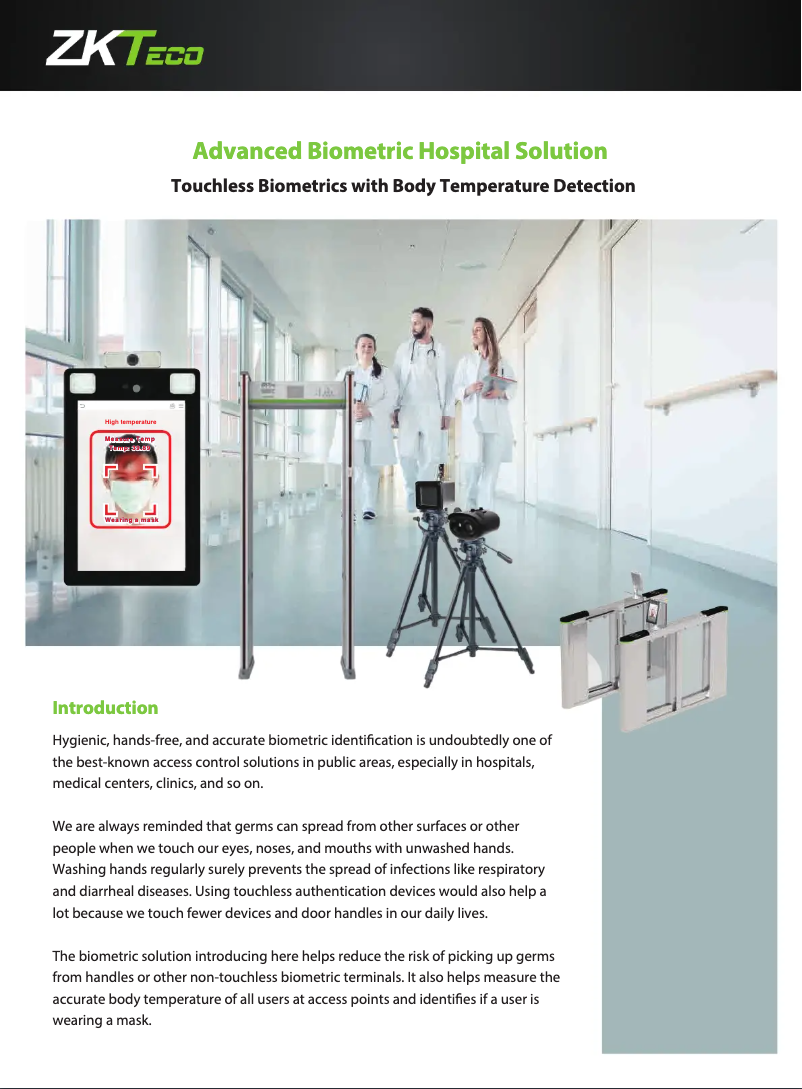 Page 1 de la notice Catalogue ZKTeco ProFace X