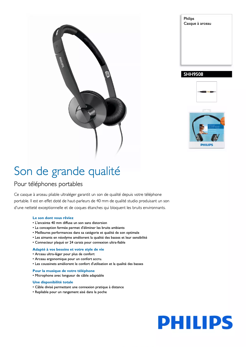 Page n°1 - Manuel utilisateur Philips SHH9508