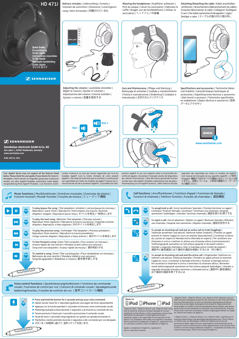 Página 1 del manual Manual de usuario Sennheiser HD 471i