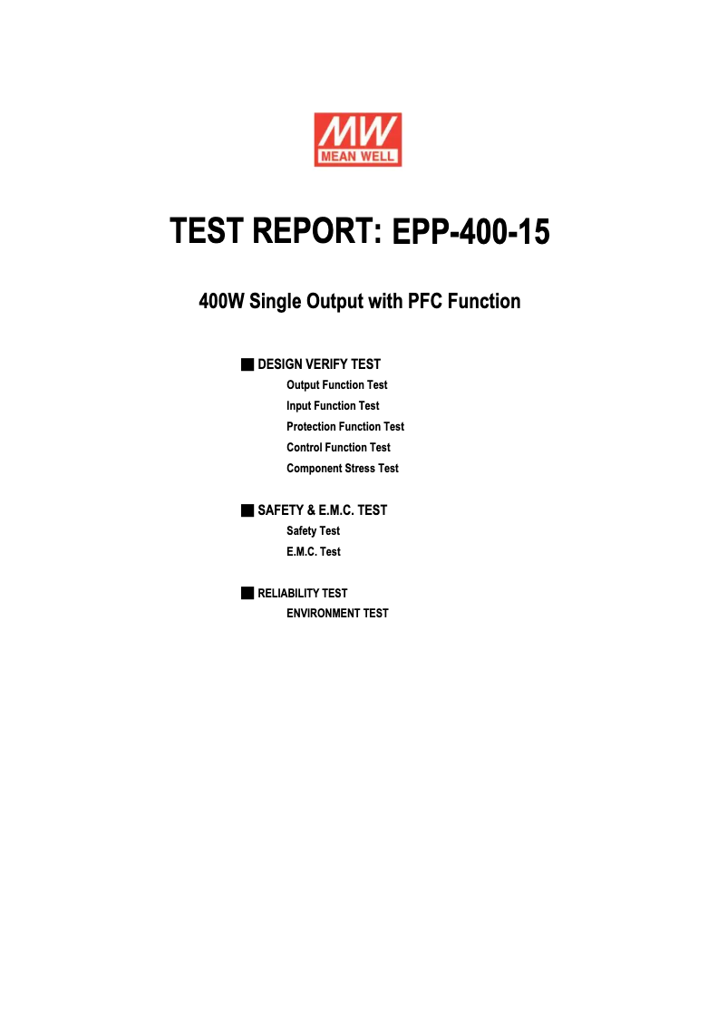 Page 1 de la notice Fiche technique Mean Well EPP-400-15