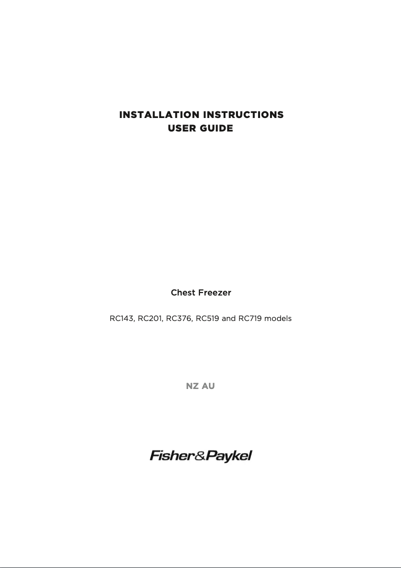 Page 1 de la notice Manuel utilisateur Fisher & Paykel RC376W1