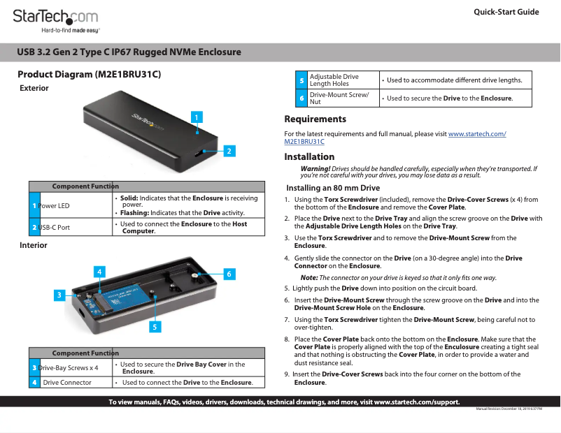Page n°1 - Manuel utilisateur StarTech.com M2E1BRU31C