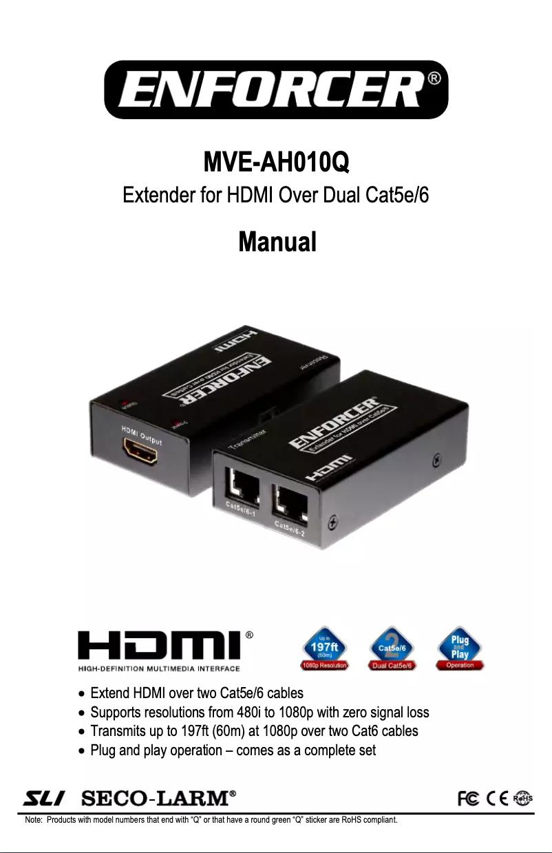 Page n°1 - Manuel utilisateur Seco-Larm MVE-AH010Q