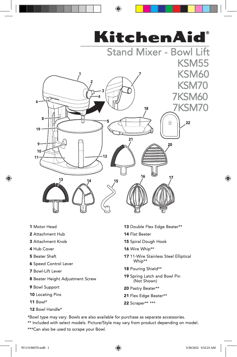 Page n°1 - Manuel utilisateur KitchenAid KSM70