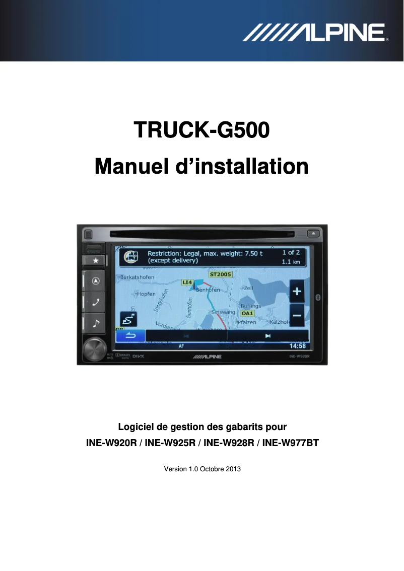 Página 1 del manual Manual de usuario Alpine TRUCK-G500