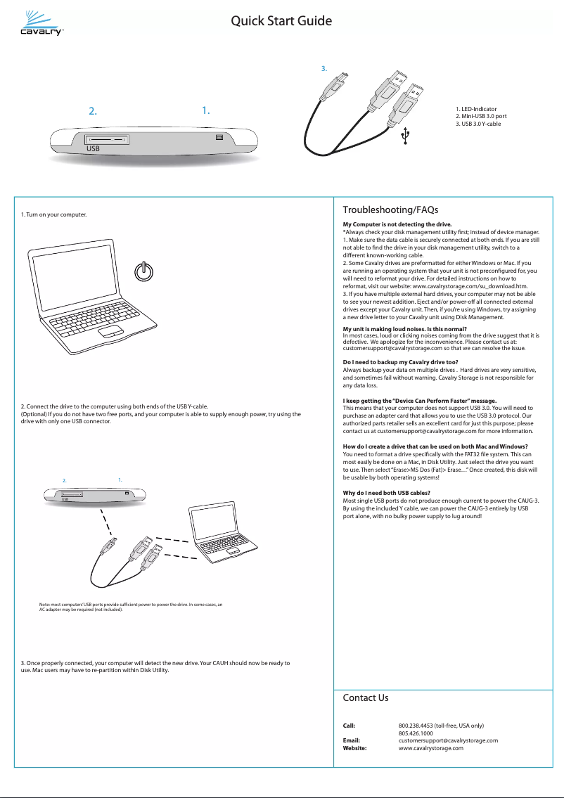 Page 1 de la notice Manuel utilisateur Cavalry CAU3G