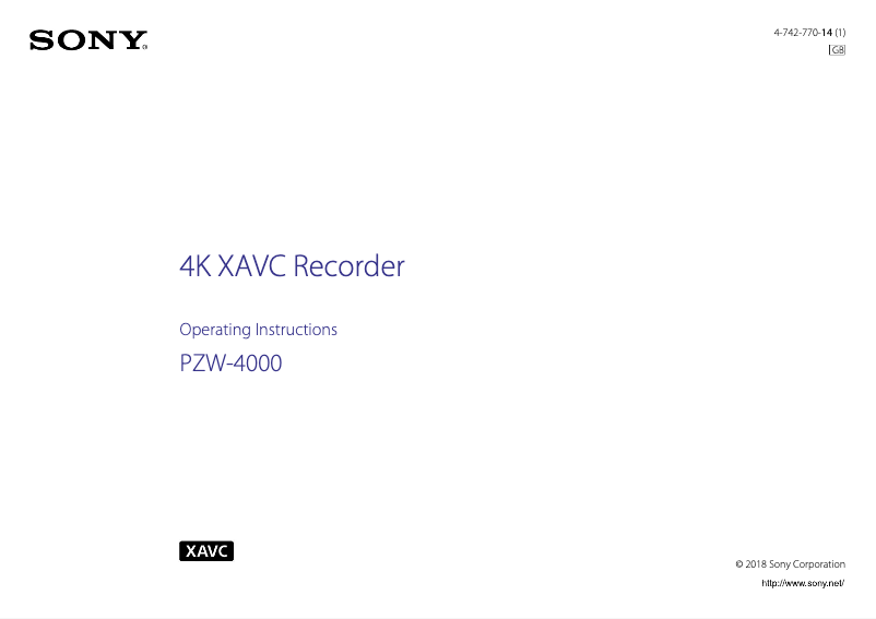 Page n°1 - Manuel utilisateur Sony PZW-4000