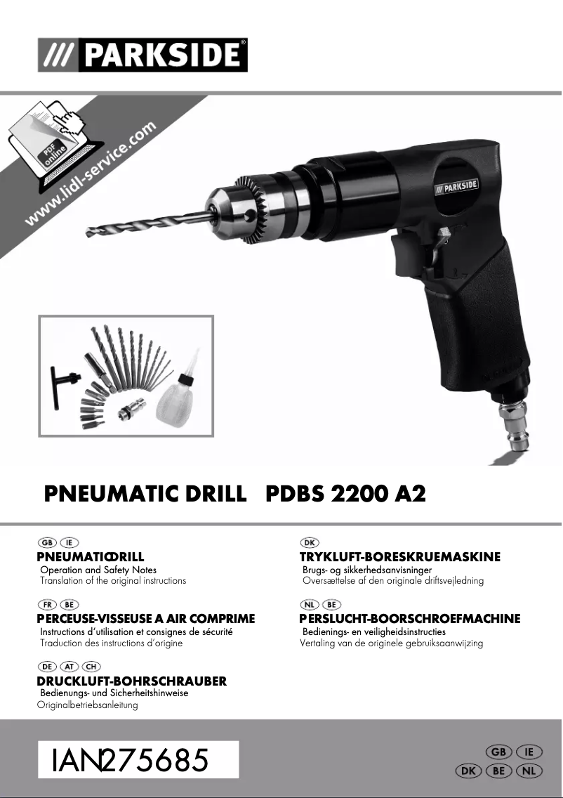 Page n°1 - Manuel utilisateur Parkside PDBS 2200 A2