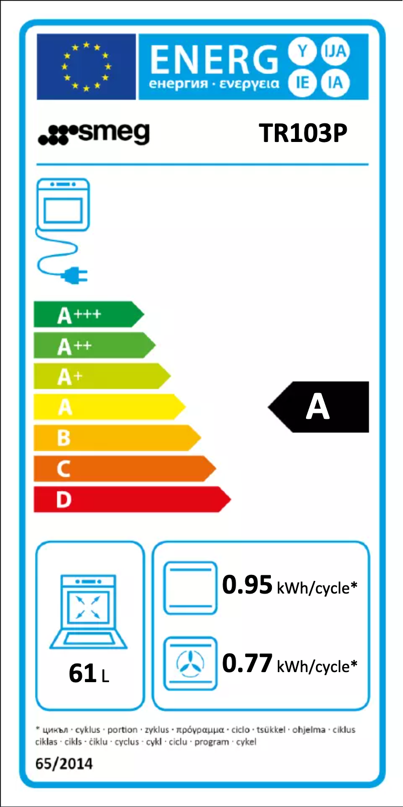 Page n°1 - Label énergétique Smeg TR103P