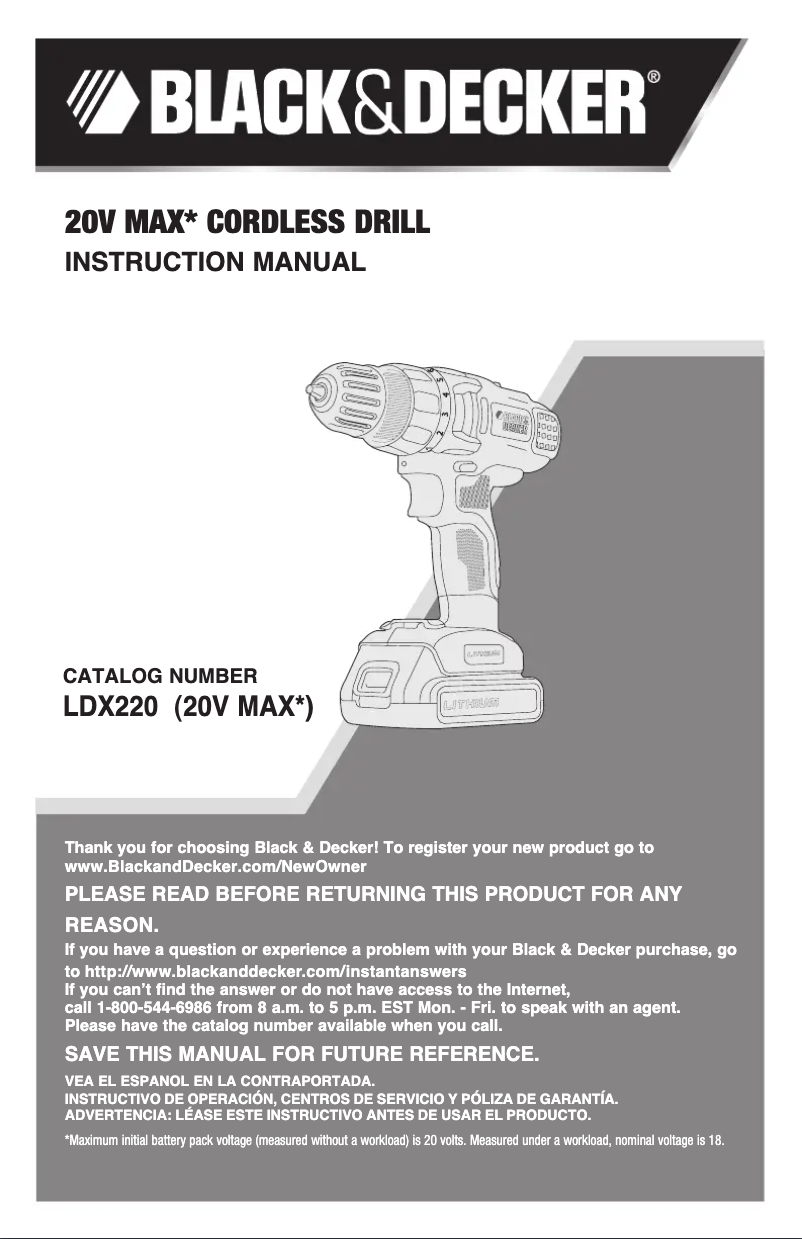 Page n°1 - Manuel utilisateur Black & Decker LDX220