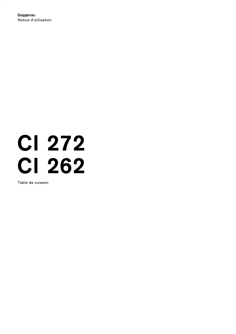 Page 1 de la notice Manuel utilisateur Gaggenau CI272103