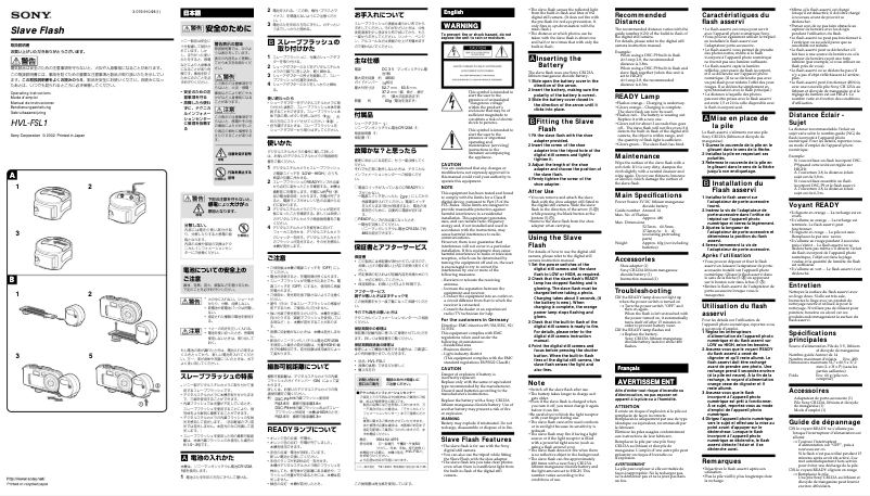 Image de la première page du manuel de l'appareil HVL-FSL1