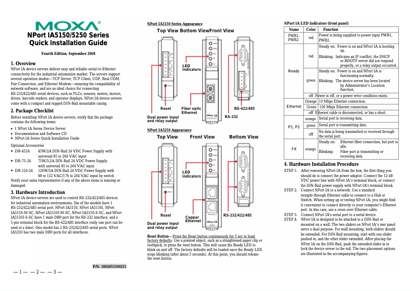 Page n°1 - Manuel utilisateur Moxa NPort IA-5150I-M-SC