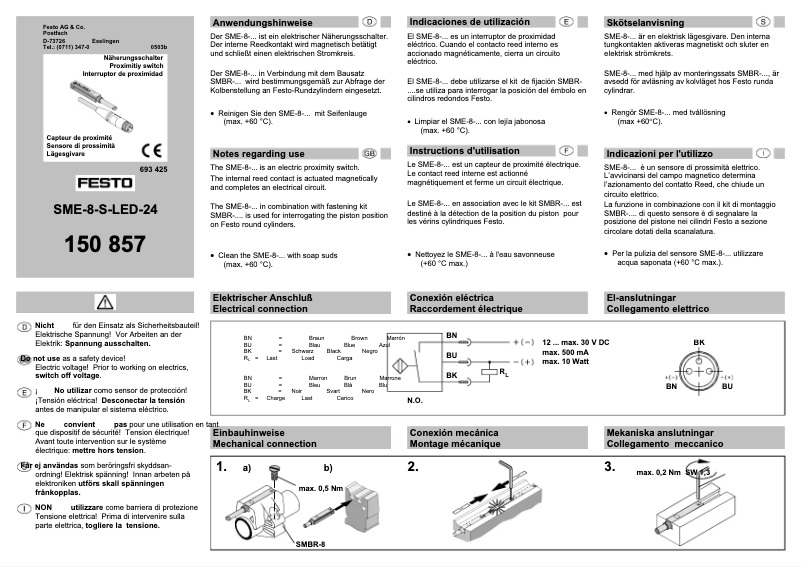 Page 1 de la notice Manuel utilisateur Festo SME-8-S-LED-24