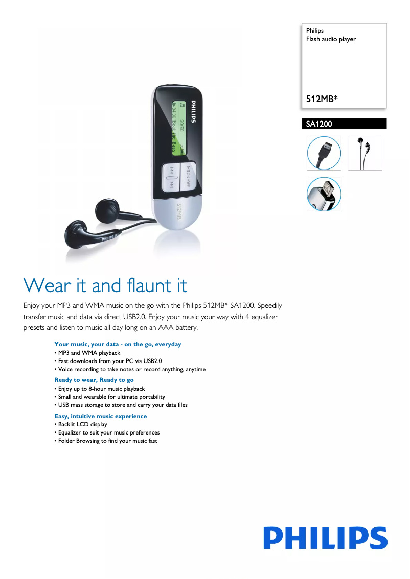 Página 1 del manual Folleto Philips SA1200