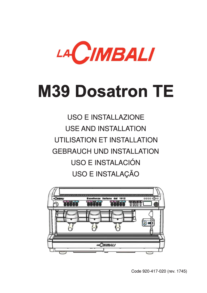Image de la première page du manuel de l'appareil M39 Dosatron TE