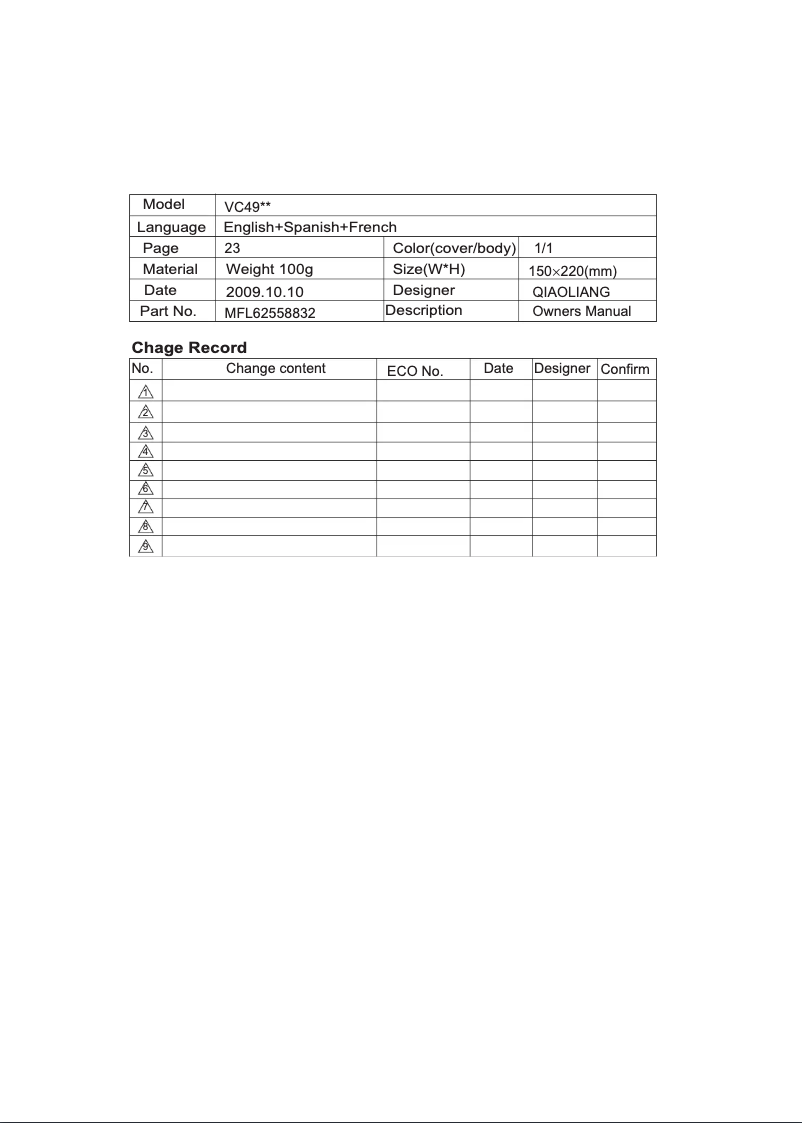 Image de la première page du manuel de l'appareil VC4918NNTQ