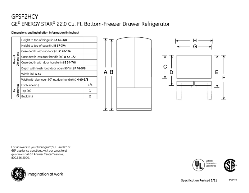 Image de la première page du manuel de l'appareil GFSF2HCYWW